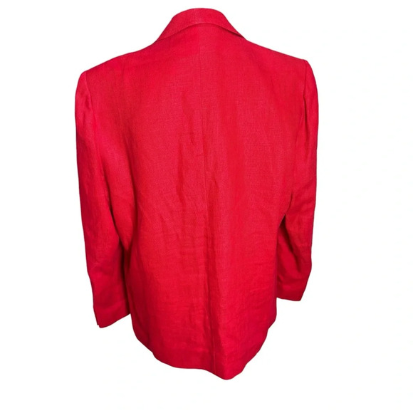 Vtg Chance Womens Linen Encounters Red Blazer 16 Classic Preppy Office Chic - Picture 9 of 11